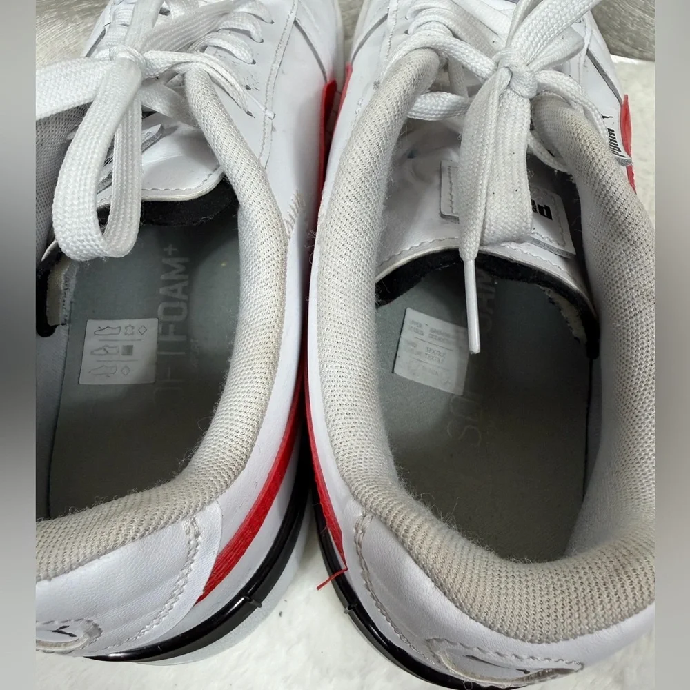 PUMA 381109-03 Men’s White Red Leather Trainers Size 11 - Picture 6 of 8